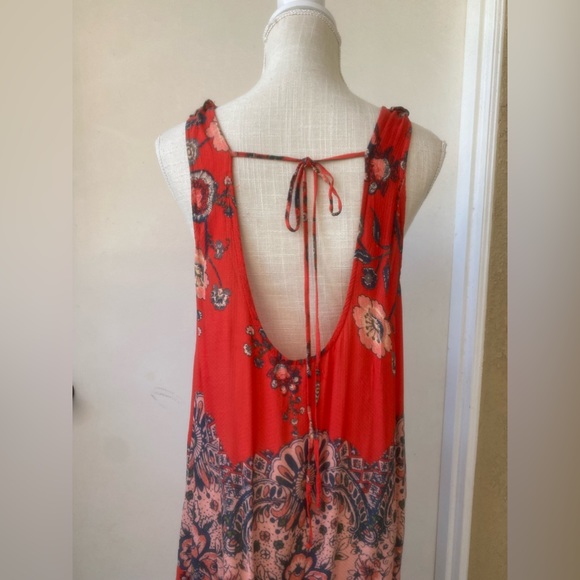 intimately free people red floral open back slip dress sz. s - Picture 6 of 17